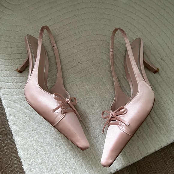 ZARA SATIN EFFECT BOW HEELED SHOES - Picture 6 of 7